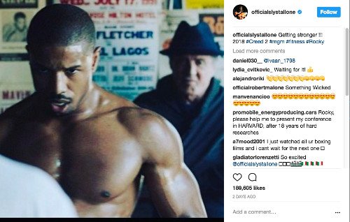 Creed 2: Sylvester Stallone aggiorna i fan su Instagram